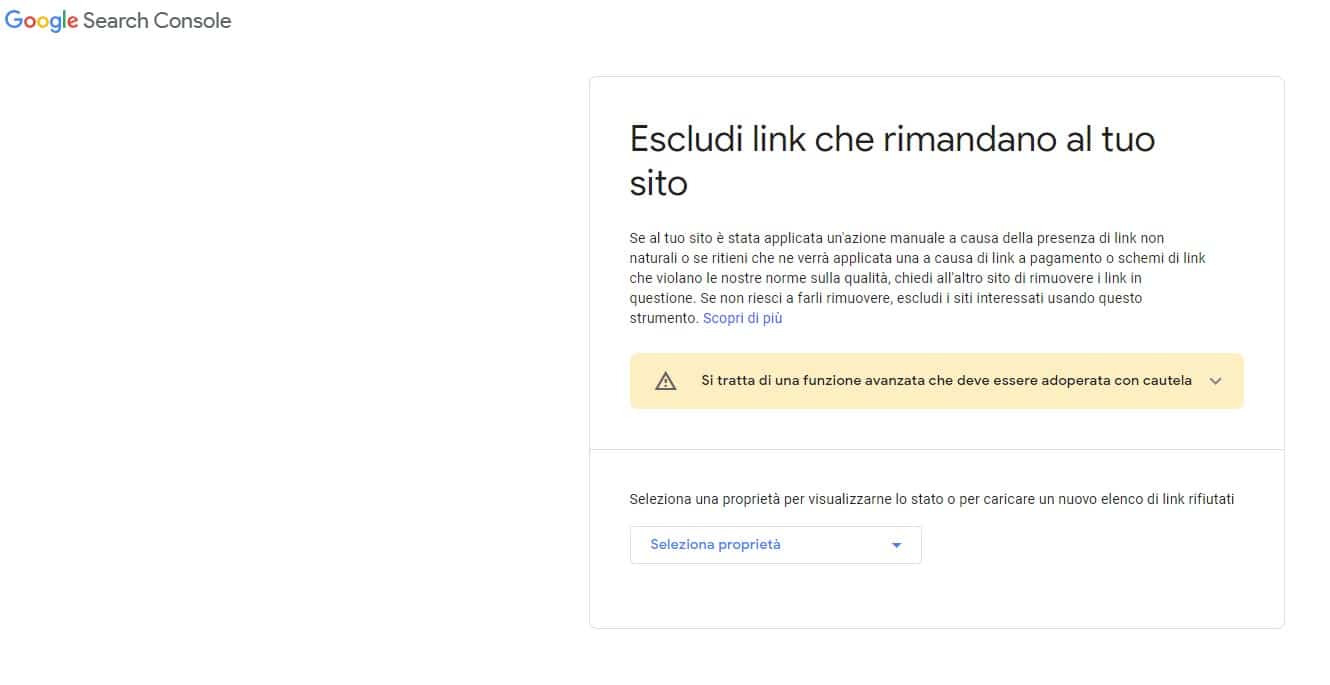 disavow tool google search console, strumento per rifiutare i link tossici