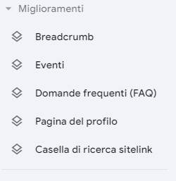 sezione miglioramenti google search console