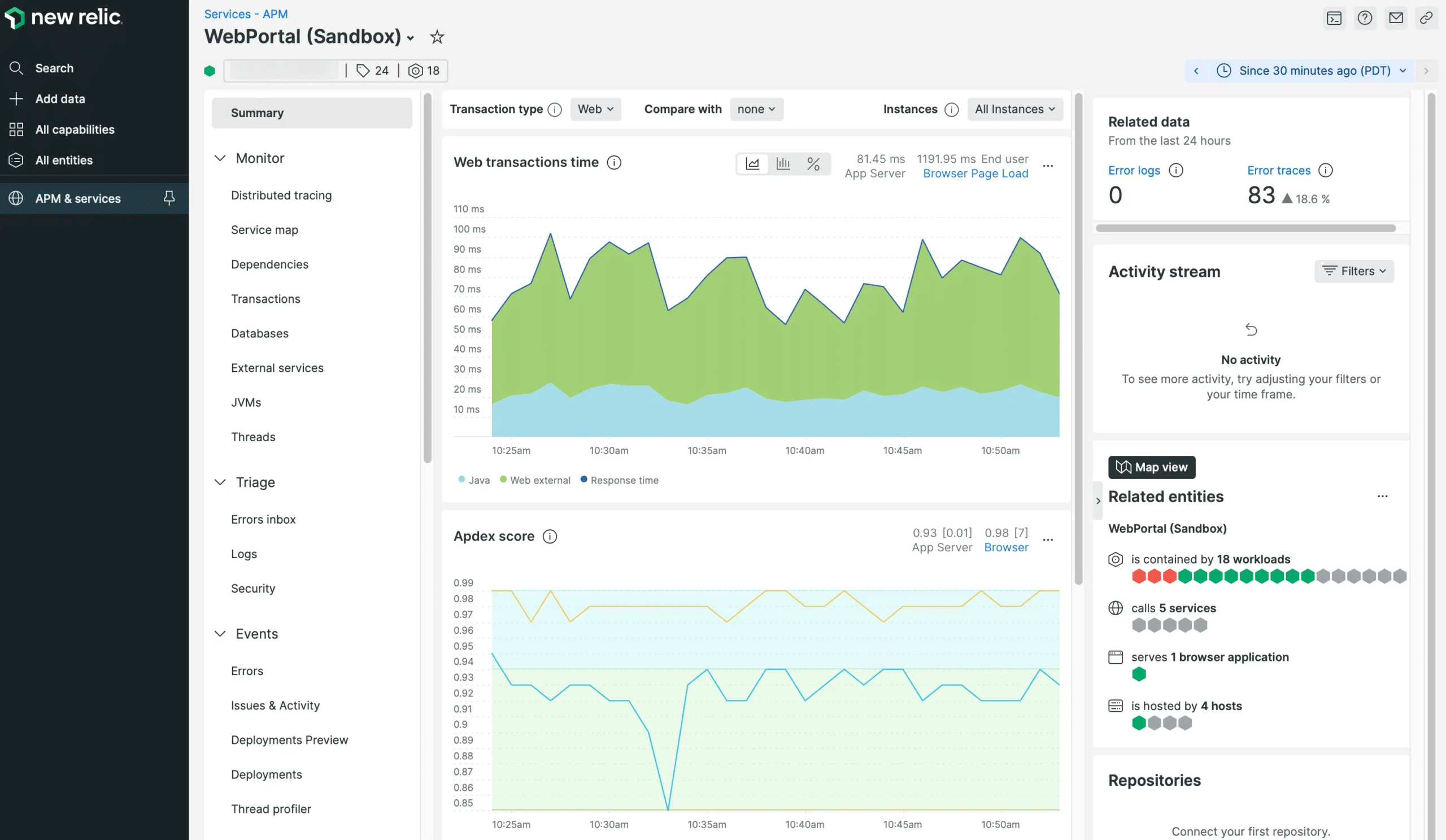 sito web down come scoprirlo new relic